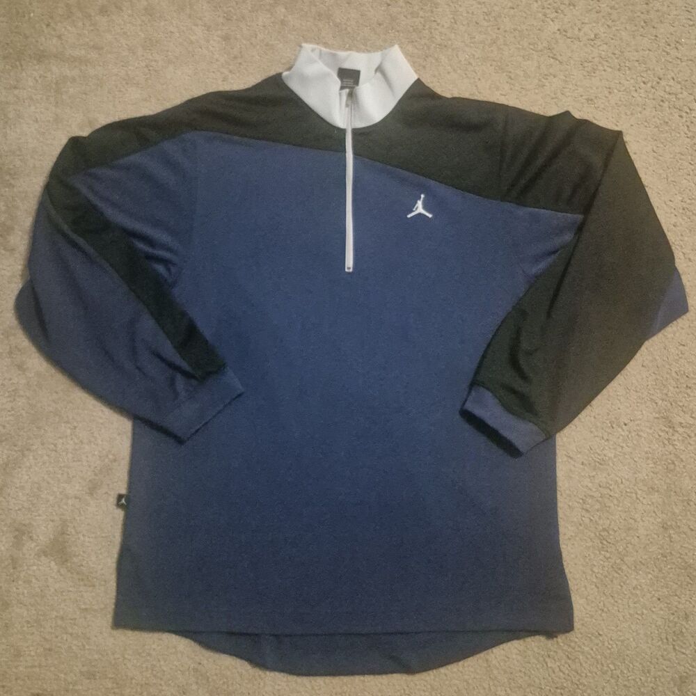 Nike Air Jordan Blue & Black Quarter Zip Track Warmup Jacket Men's Size Medium